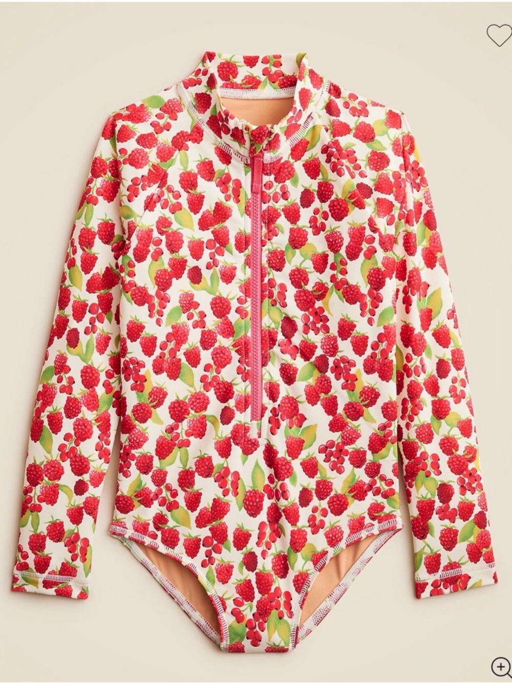 Crewcuts Girls Long-Sleeve Strawberry Print Rashguard - Red, Green, Cream